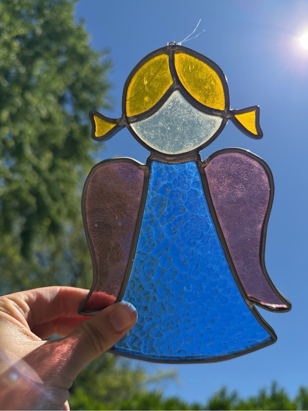 Vintage Stained Glass Angel Suncatcher